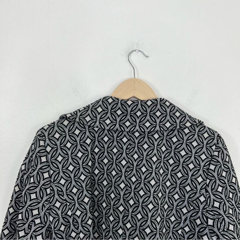 Sofia Cashmere Wool Blend Gray Black Geometric Double Breasted Coat Size Large - Picture 9 of 14